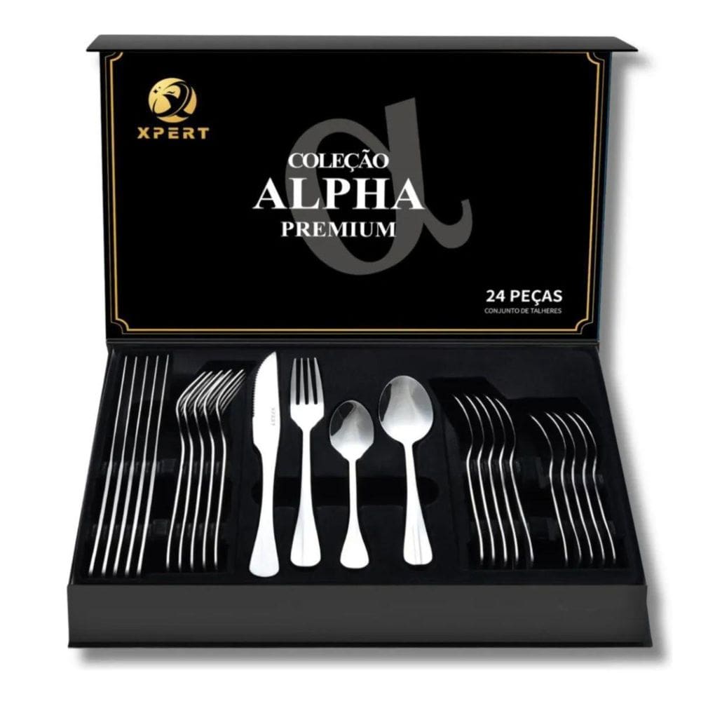 Faqueiro Jogo De Talheres Alpha Premium Inox 24 Peças Luxo