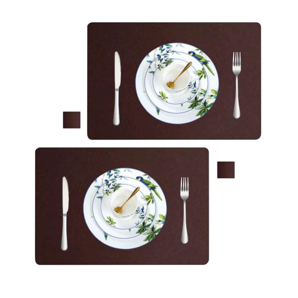 Jogo Americano Sousplat Retangular 16 Pçs Limpa Facil Couro