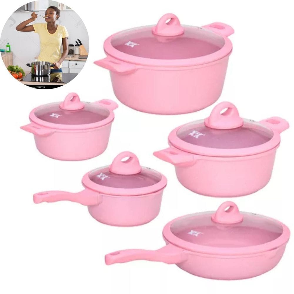 Conjunto Panelas Duráveis Cor Rosa Presente Exclusivo Mãe