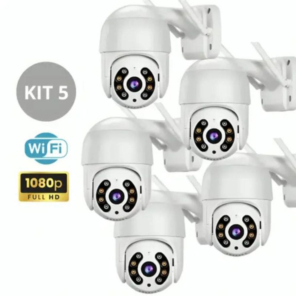 Kit 5 Câmera Externa Wi-Fi Giratória 360 Segurança Bivolt