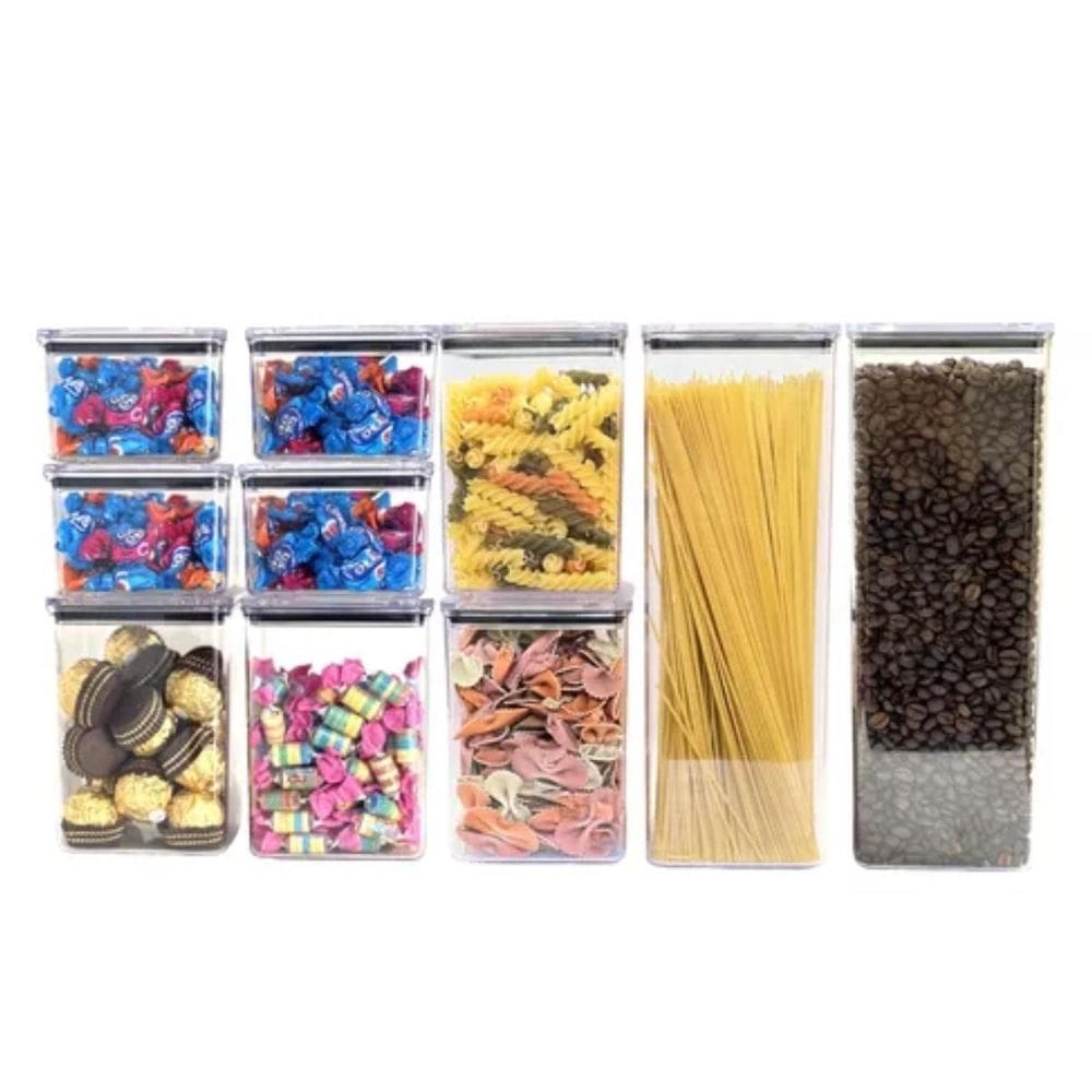 Kit 10 Potes Hermeticos Porta Mantimento Acrilico Qualyplas