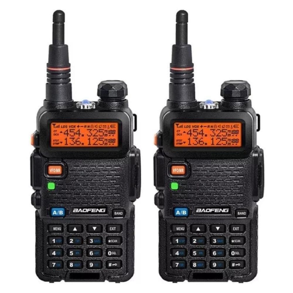 Kit 2 Rádios Comunicador Dual Band Baofeng Uv-5R Vhf Uhf