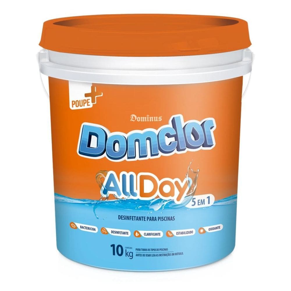 Cloro Allday Domclor 5 Em 1 Para Piscinas Balde 7.5Kg