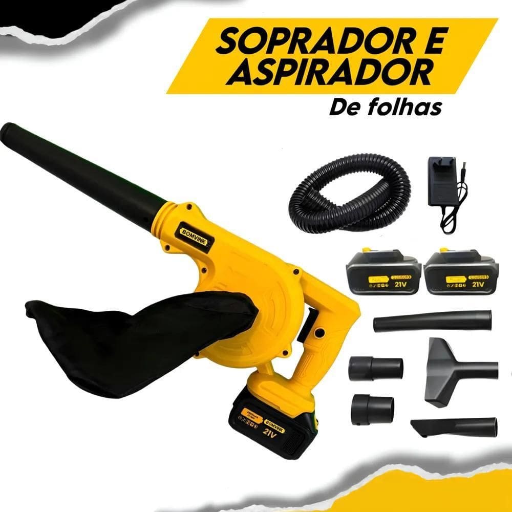 Soprador De Folhas Com 2 Bateria 21V Aspirador Elétrico Cor