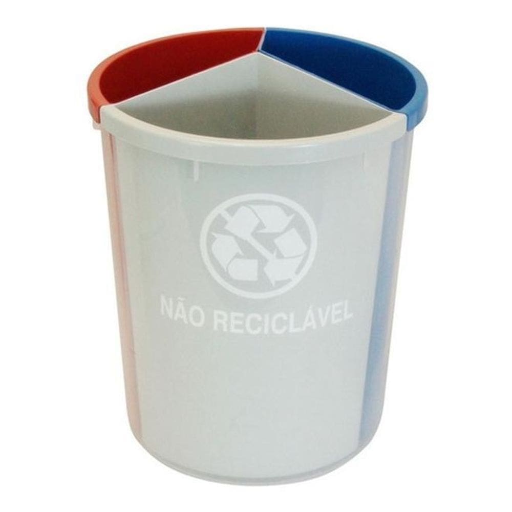 Lixeira Mix Plástico Com 3 Divisões Para Coleta Seletiva