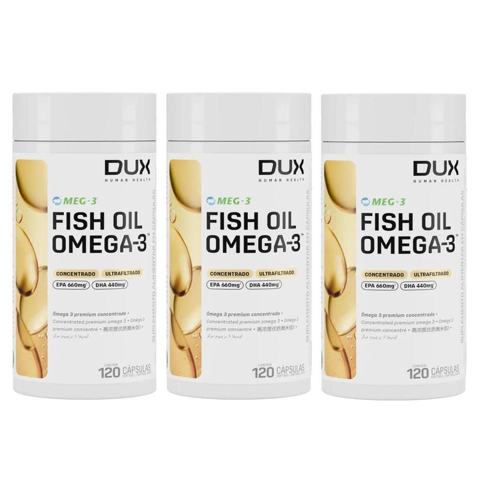 Fish Oil Ômega 3 Dux 120 Cápsulas Kit 03 Unidades
