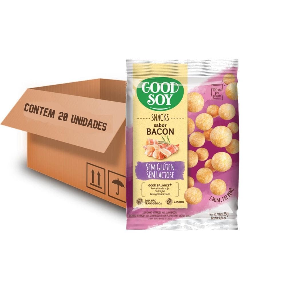 20X Snacks De Soja Goodsoy Sabor Bacon 25G
