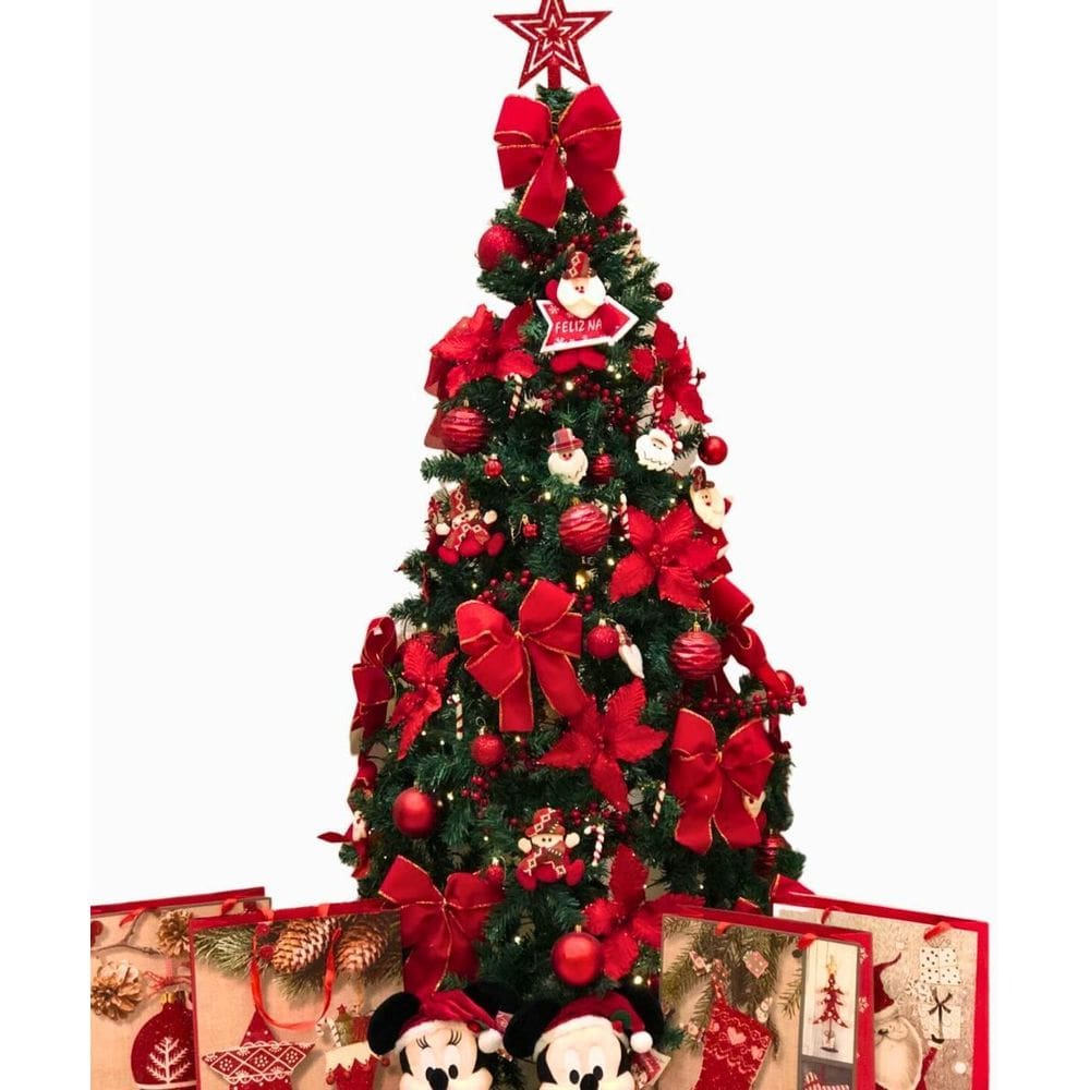 Kit De Enfeites Completo Árvore De Natal Pisca Led 1,80Mt