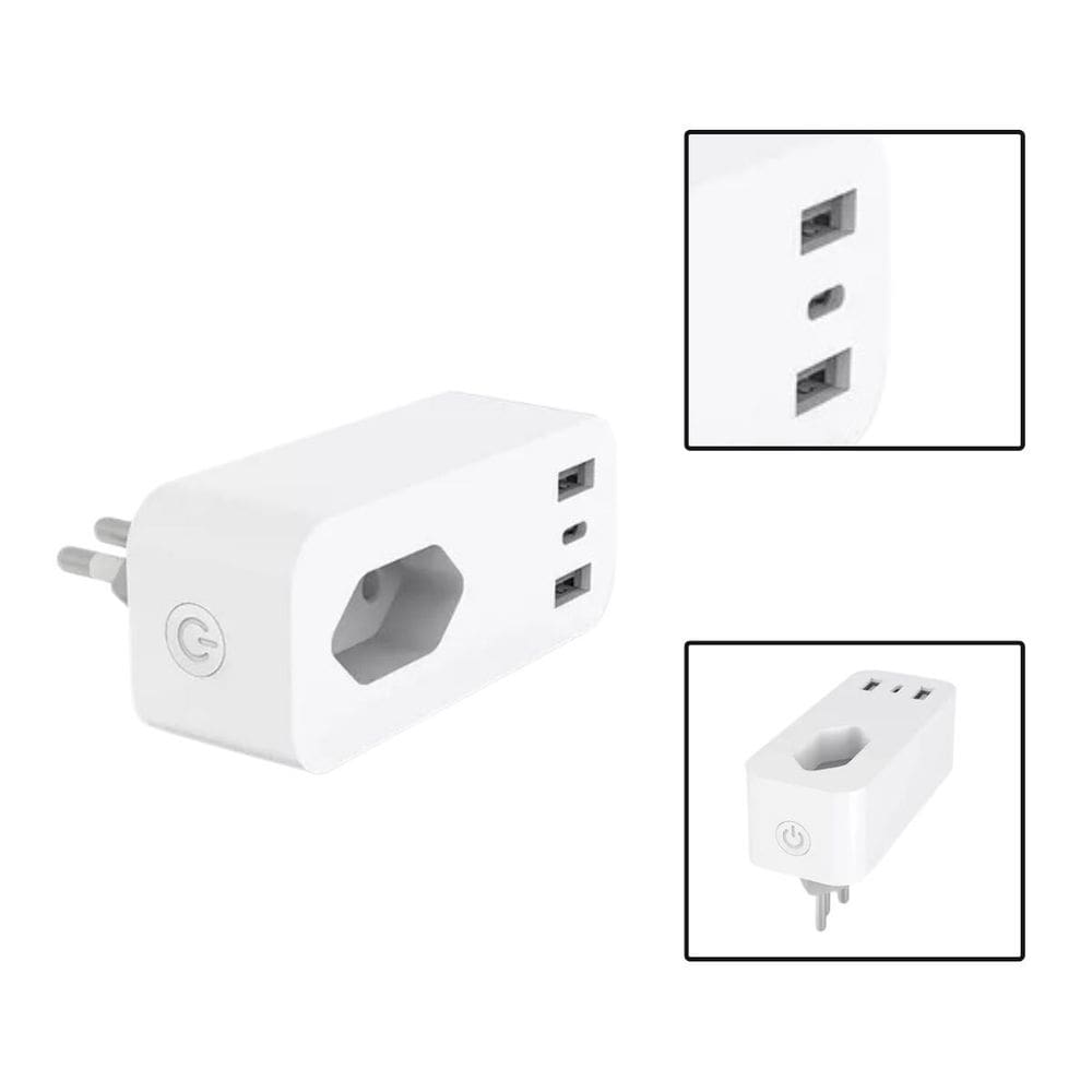 Tomada Inteligente 16A Com Entradas Usb E Usb-C