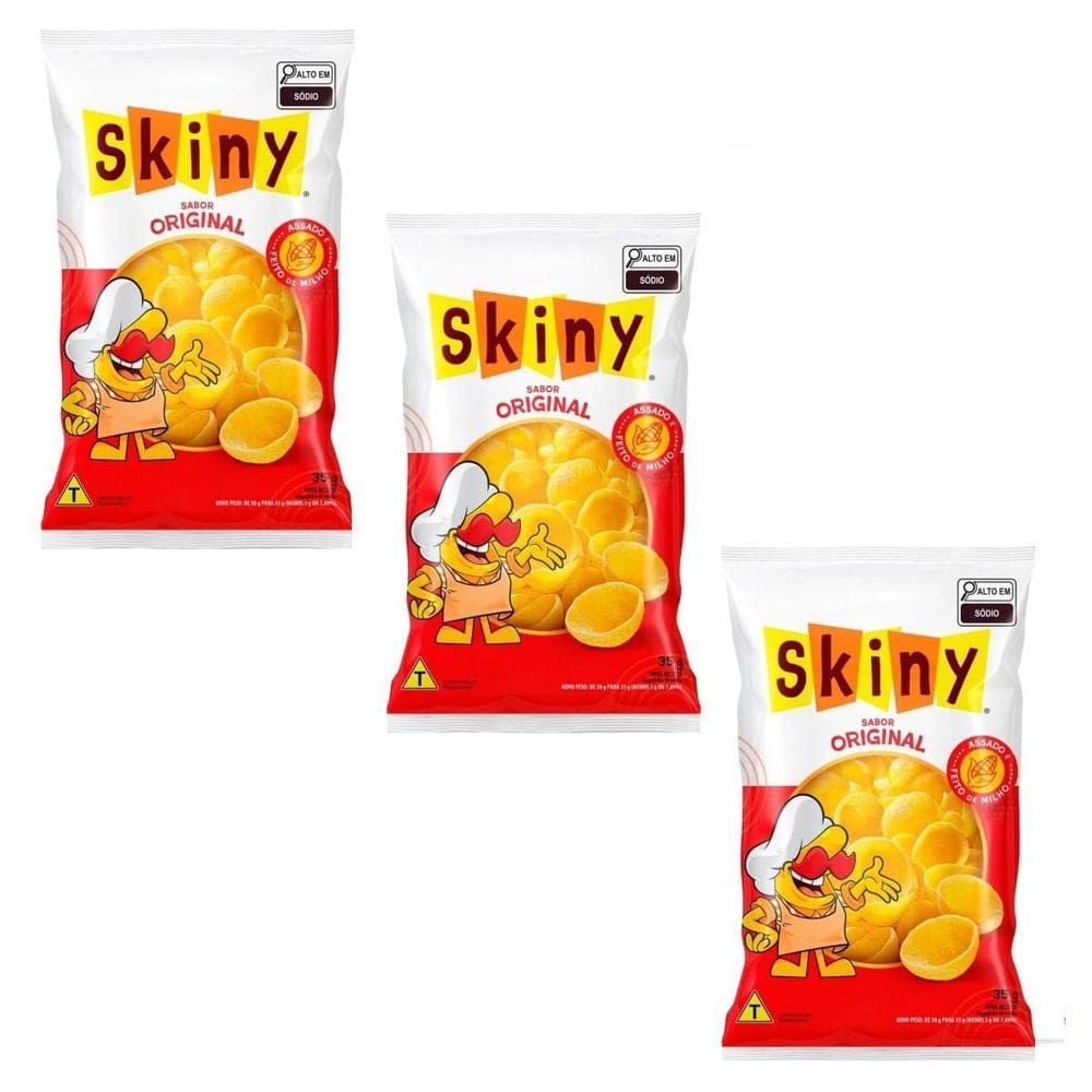 Kit 20 Salgadinho De Milho Skiny Sabor Natural 35G Clássico