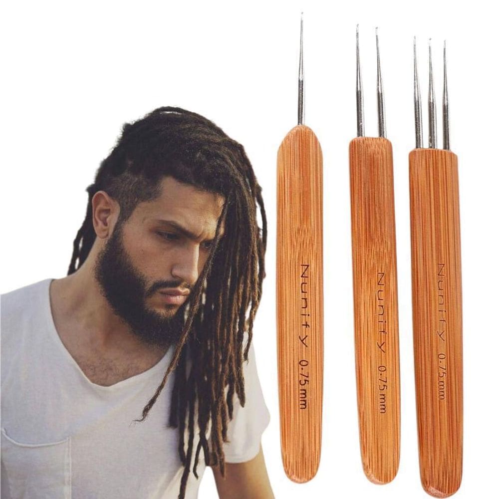 Kit 3 Und Agulhas Crochet Para Dreadlocks Cabo De Madeira