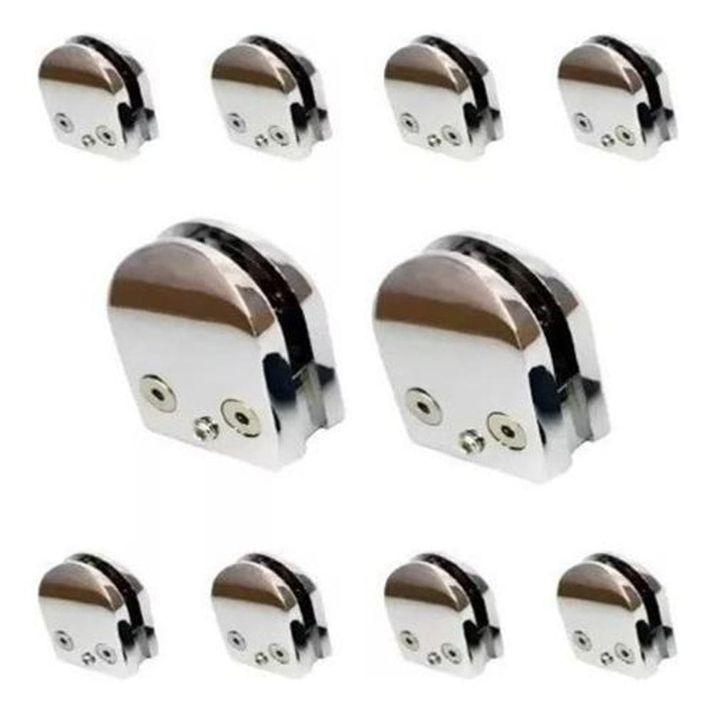 Kit 12 Suporte Presilhas Vidro Curva Redonda Aço Inox 304
