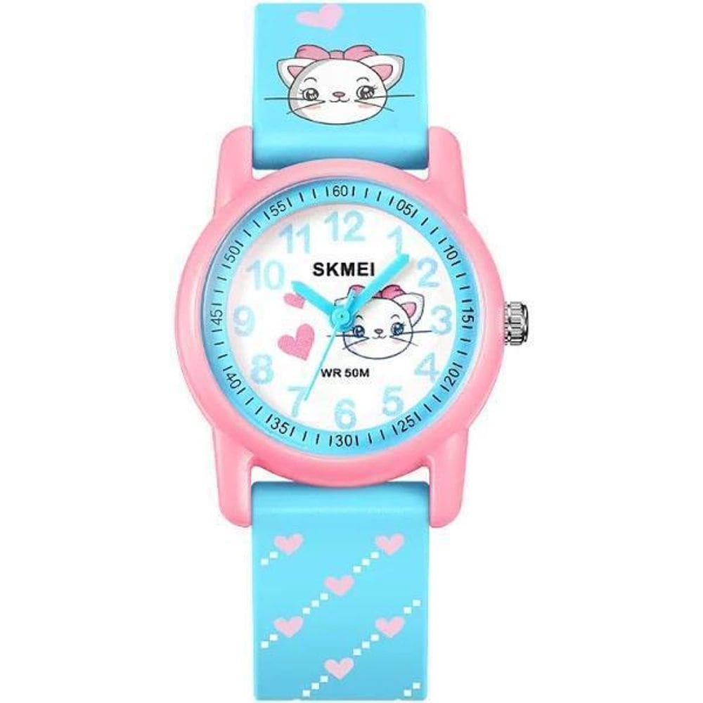 Relógios Infantil Skmei 2157Ct Gatinha Rosa E Azul