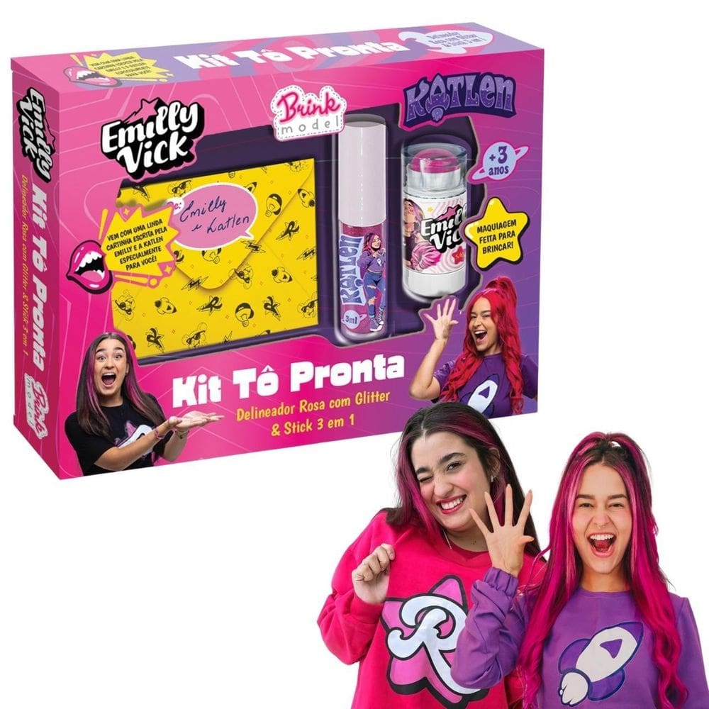 Kit Make Emilly Vick E Katlen Delineador E Stick 3 Em 1