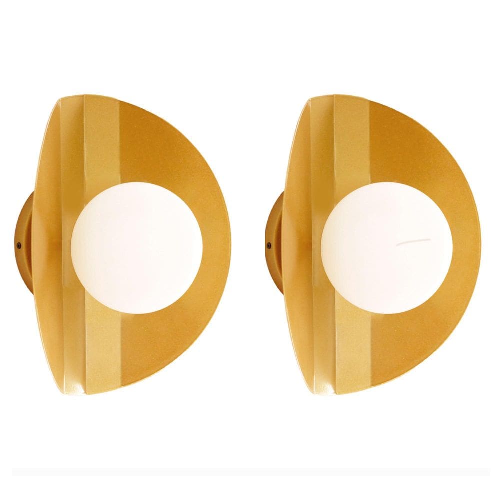 Kit 2 Arandelas Luminária Parede Cacau Globo Vidro Dourado