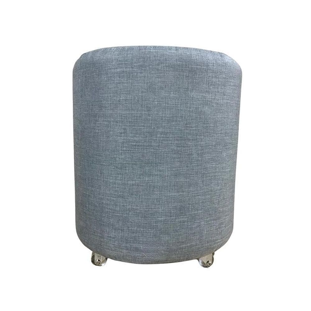 Puff Redondo Não É Segredo Linho Cinza Rodinha 40X45