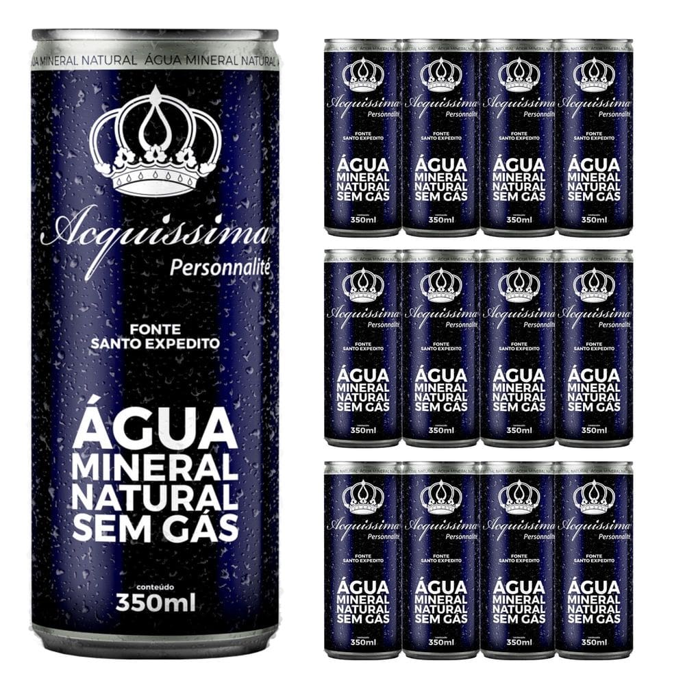 Kit 12 Latas Agua Mineral Natural Acquissima Personalite 350