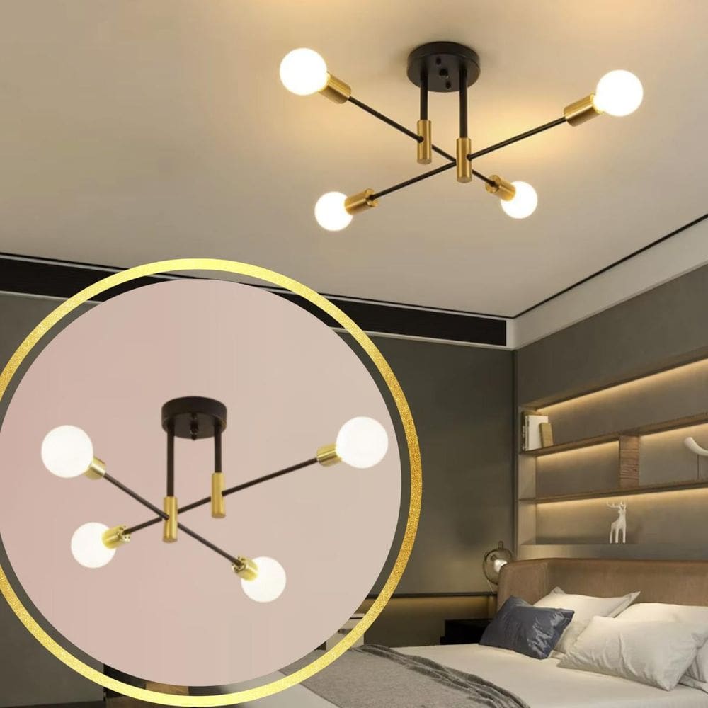 Luminária Lustre 70X35Cm Sputnik 4 Bocais E27 Metal Teto