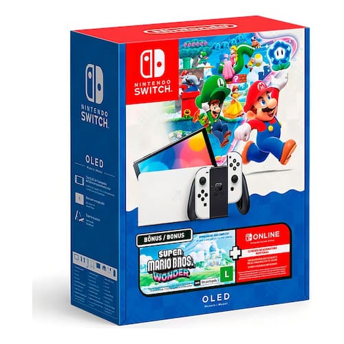 Imagem do produto Console Nintendo Switch Oled + Jogo Super Mario Bros Wonder + Nintendo Switch Online 3 Meses em Casas Bahia