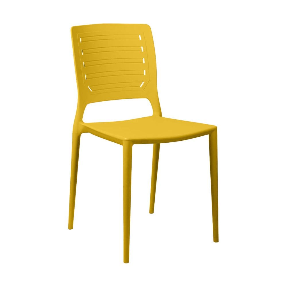 Cadeira Empilhável Saturno Amarela em Polipropileno Acrilys