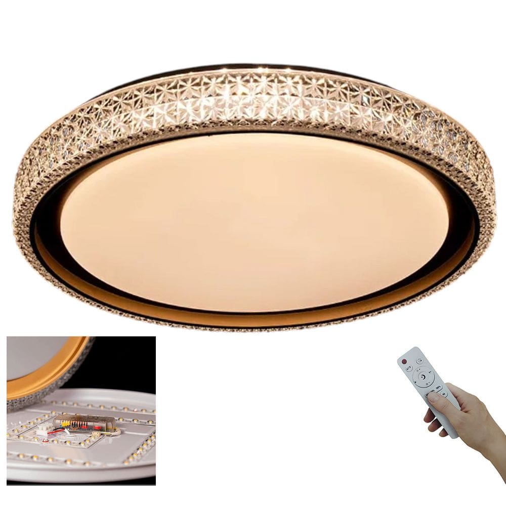 Luminaria Plafon LED 3 Tons Cristal Luxo Controle Residencial Comercial Quarto Sala Escritorio Moderno Iluminaçao
