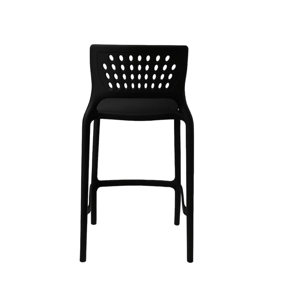 Banqueta Alta para Bancada e Cozinha Preta Empilhável Marte em Polipropileno
