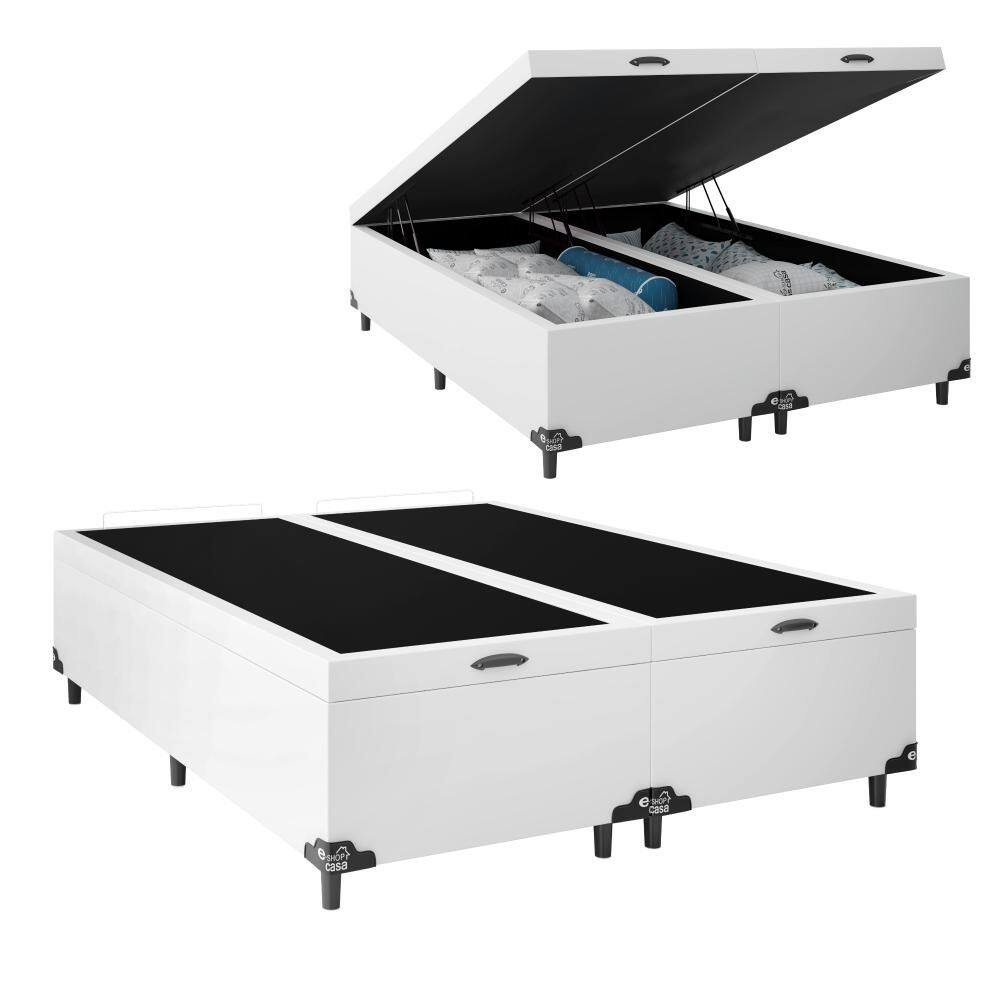 Cama Box Bau Bipartido Casal Branco Sintetico Premium 47x138x188 - FA Elegante