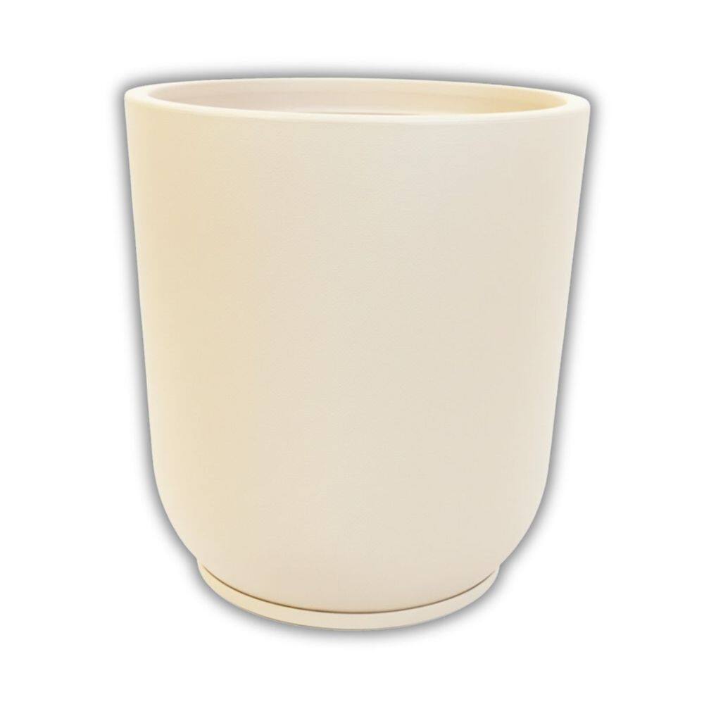Vaso Cilindro Com Prato (37x43) Cor Creme OVASO