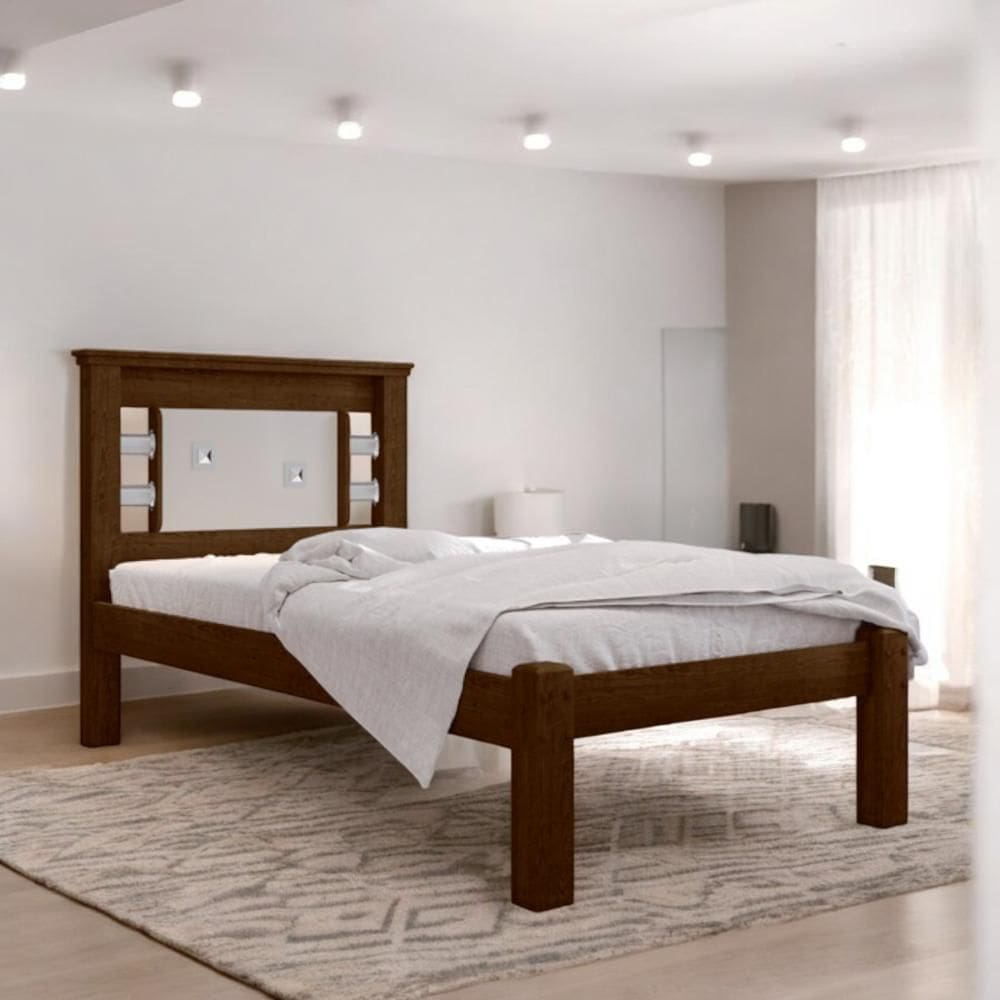 Cama Solteiro com Cabeceira Flex Laribella Malbec e Off White
