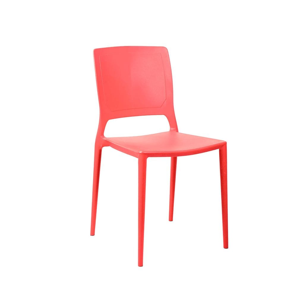 Cadeira Empilhável Urano Vermelho Pastel em Polipropileno