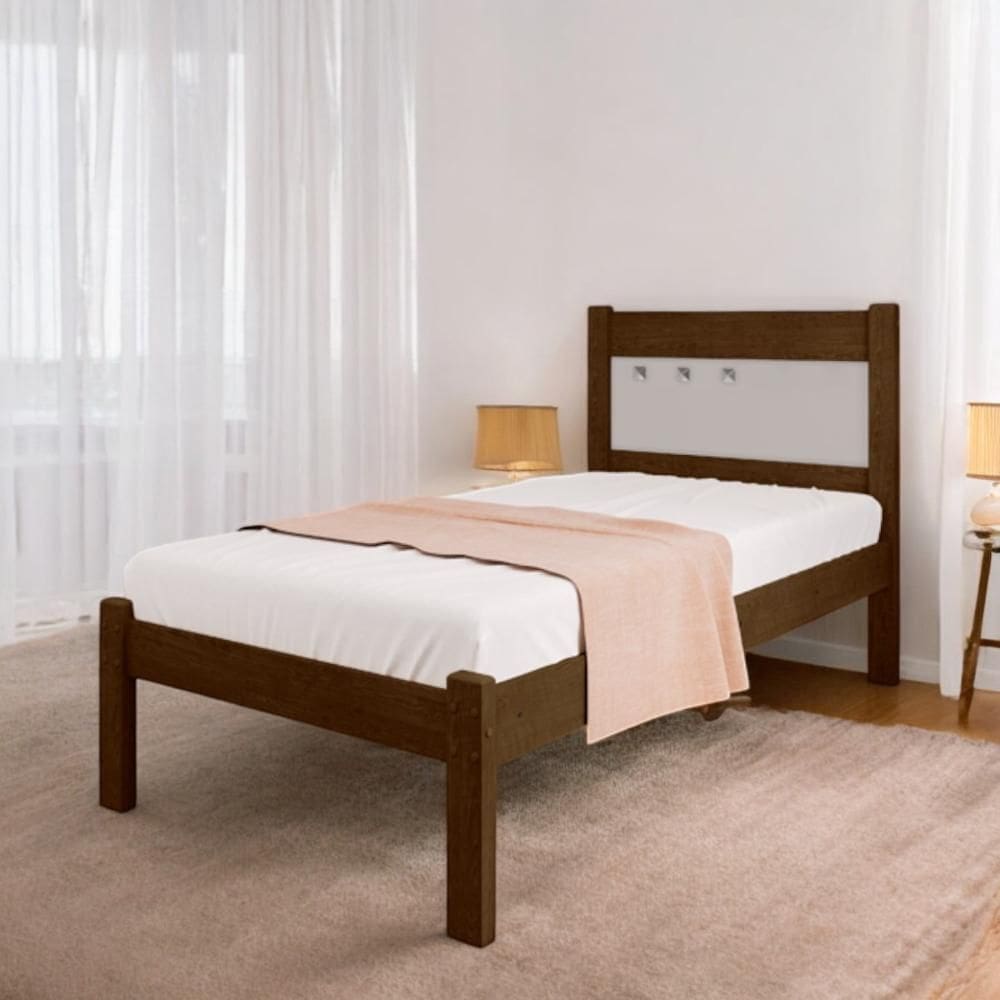 Cama Solteiro Sofisticada Berli Malbec e Off White