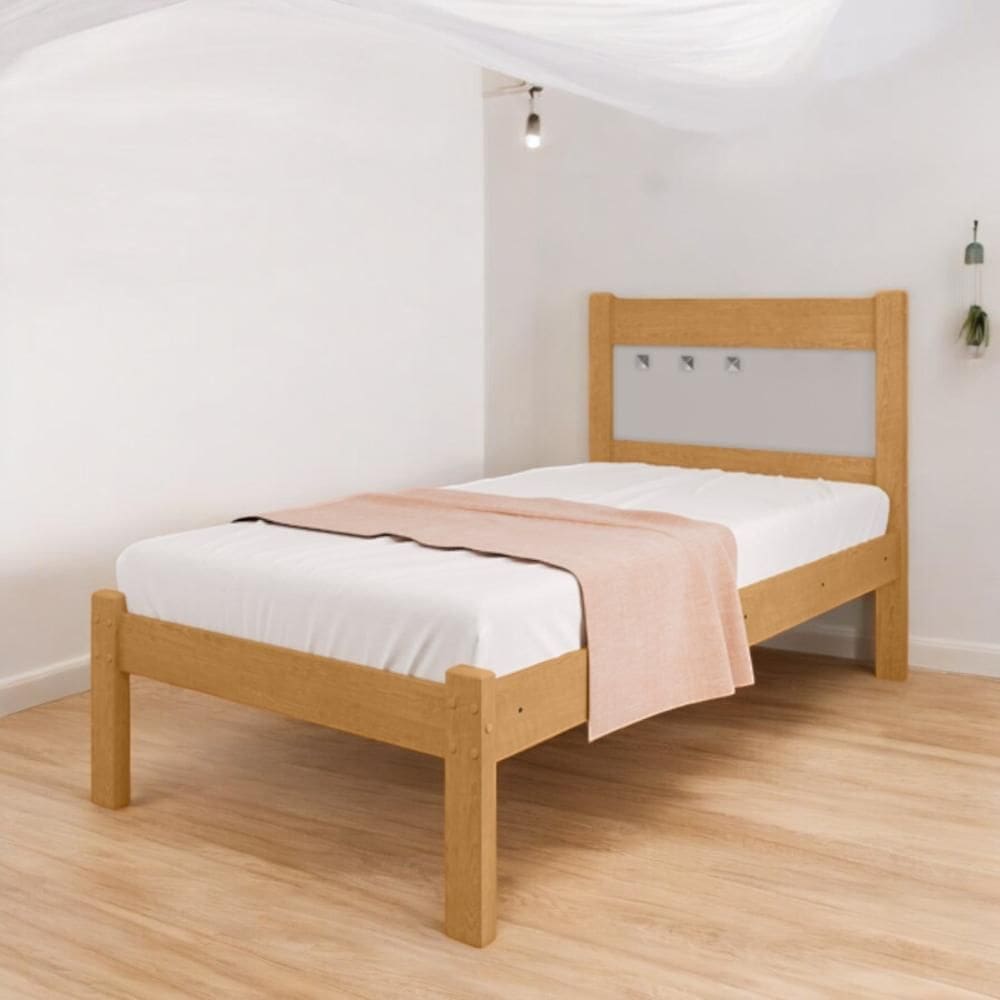 Cama Solteiro Sofisticada Berli Naturalle e Off White