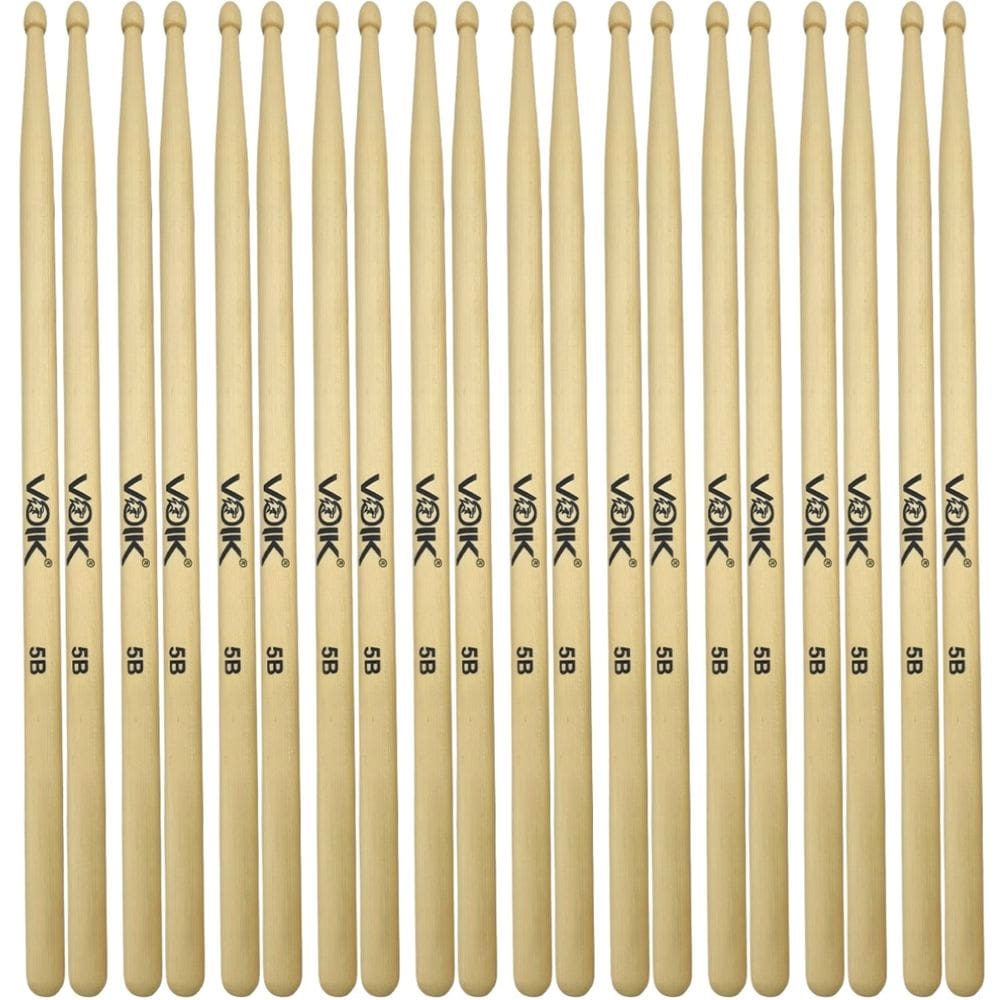 Kit 10 Pares de Baquetas Ponta de Madeira Maple Voik 5B