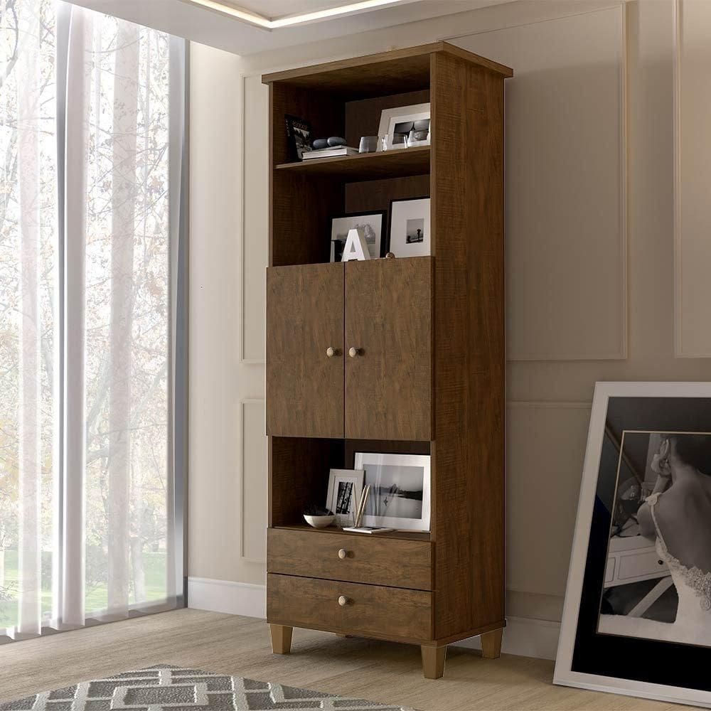Armário Organizador com Portas e Gavetas Library Malbec - Luapa