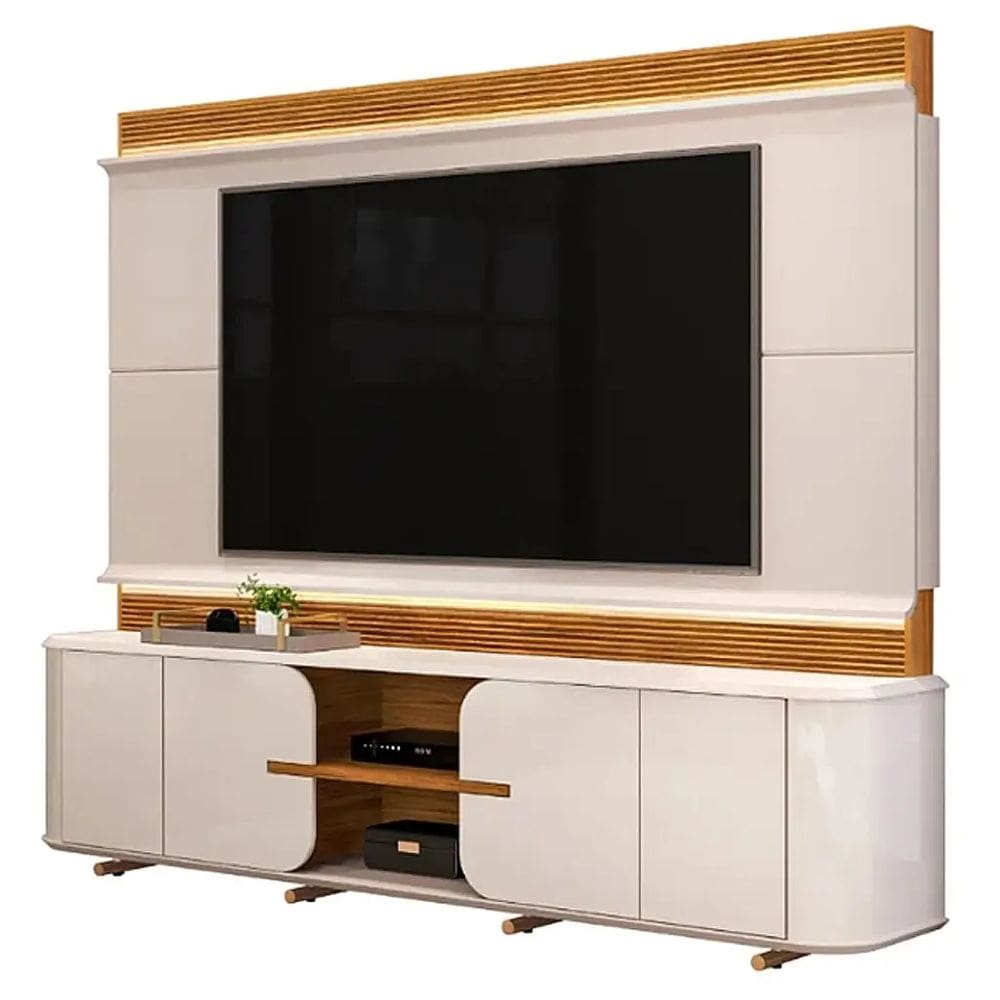 Estante Lord para TV até 75 Polegadas Ripado 4 Portas DJ Cor Off White Freijó