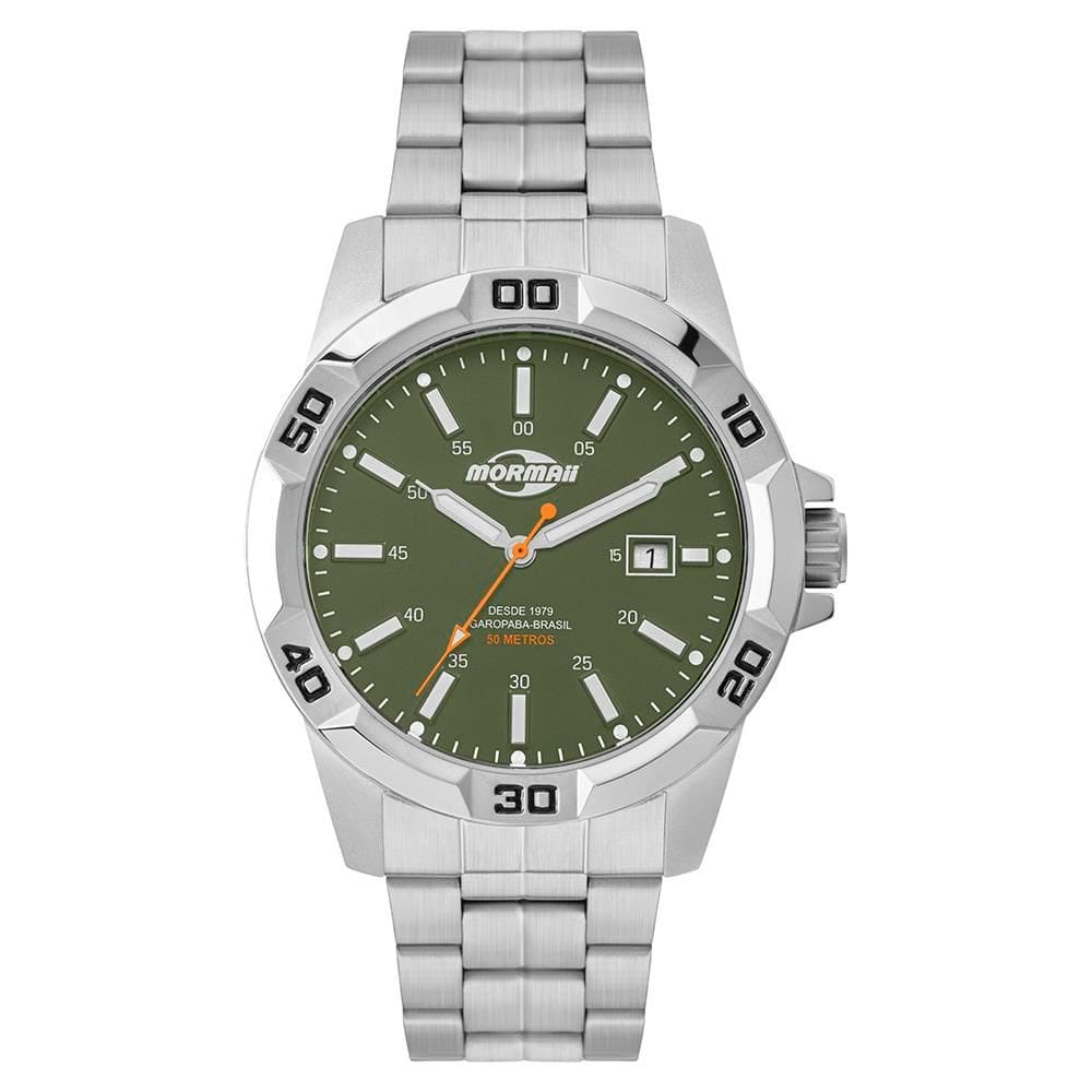 Relógio Mormaii Masculino Ref: Mo2317ag/1v Esportivo Aço Prateado
