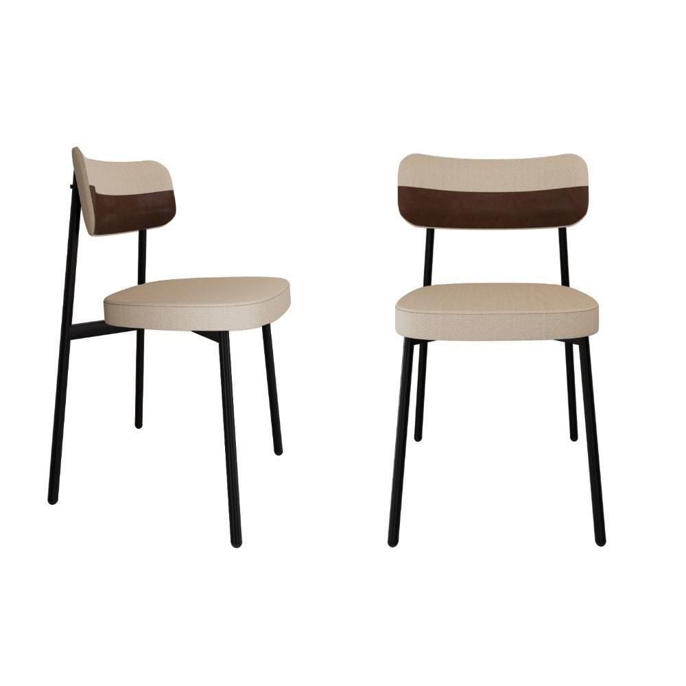 Conjunto 2 Cadeiras De Jantar Alloa Corriente Areia-courino Whisky Corriente Areia-courino Whisky