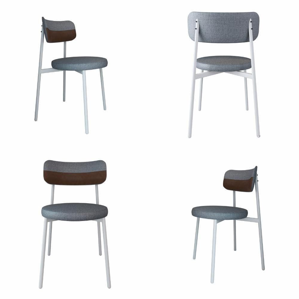 Conjunto 4 Cadeiras De Jantar Kyta Corriente Cinza/courino Whisky