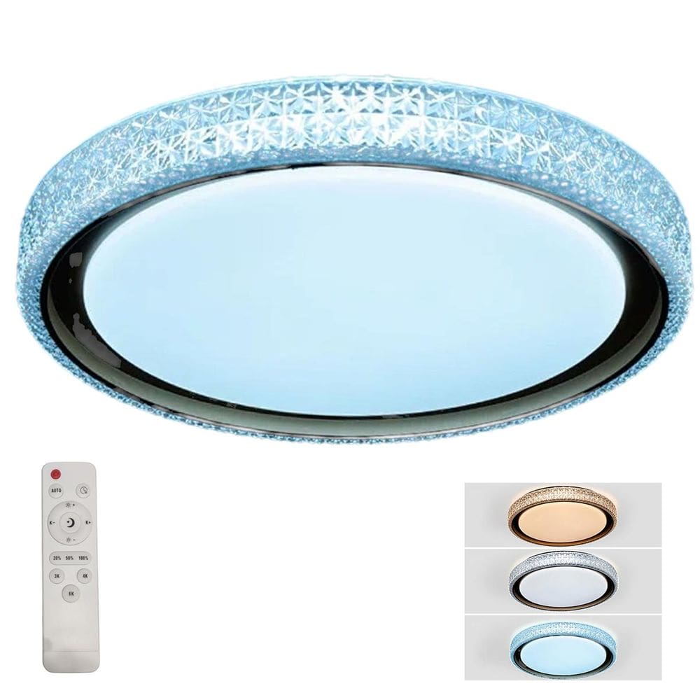 Luminaria Plafon 3 Tons LED Luxo Cristal Controle Remoto Casa Trabalho Escritorio Residencial Comercial Moderno