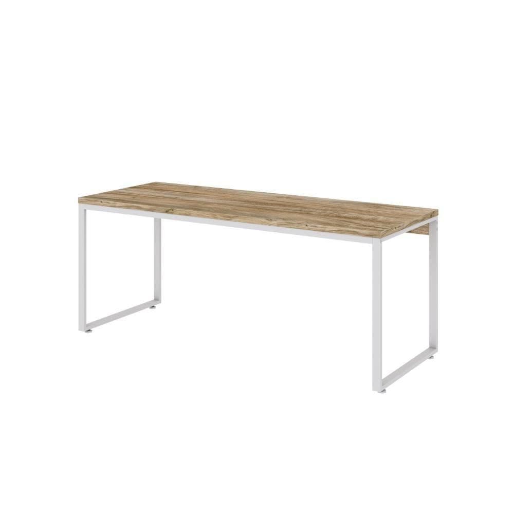 Mesa Kuadra Diretor 180x70x75cm Carvalho - Est. Branca