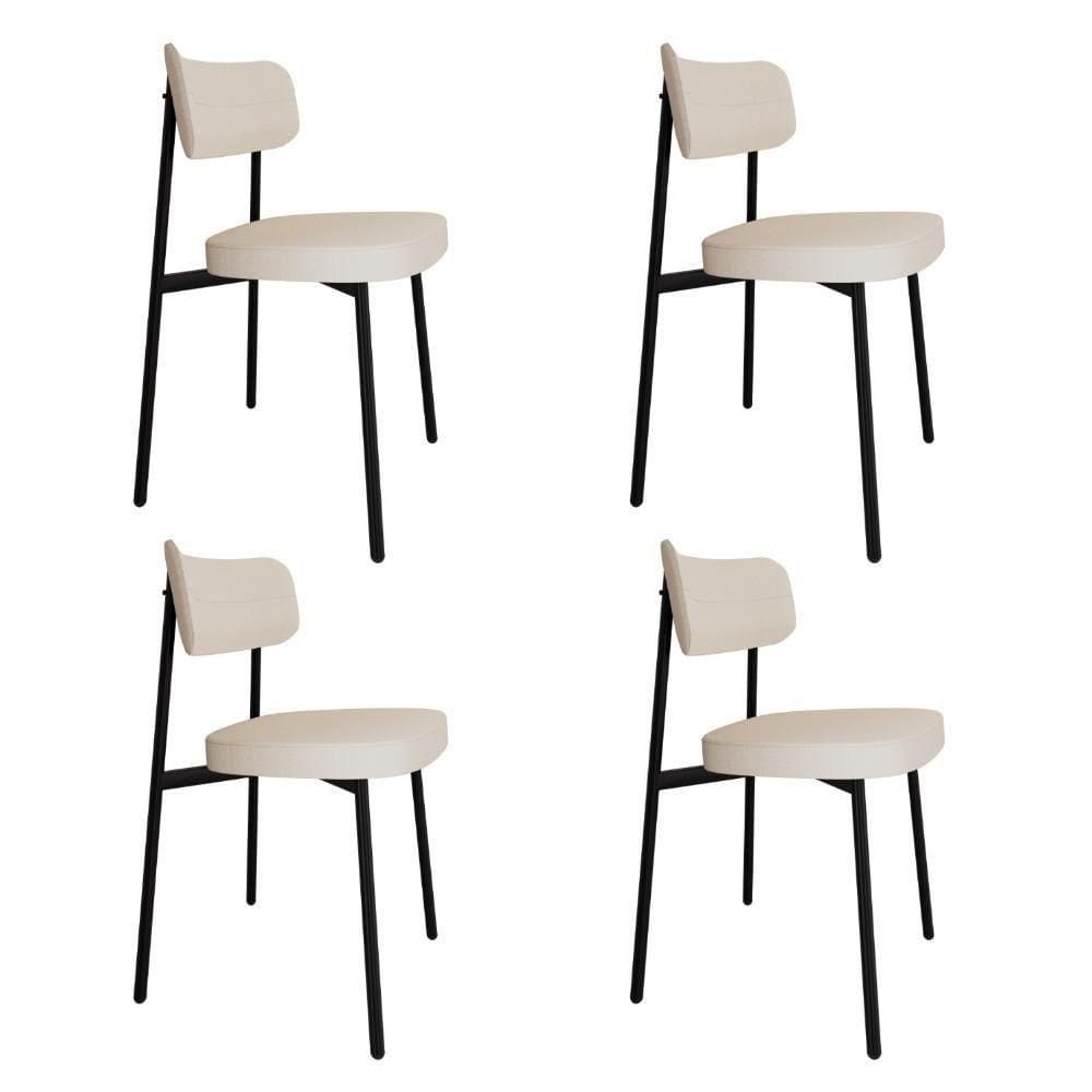 Conjunto 4 Cadeiras De Jantar Alloa Corriente Palha Corriente Palha