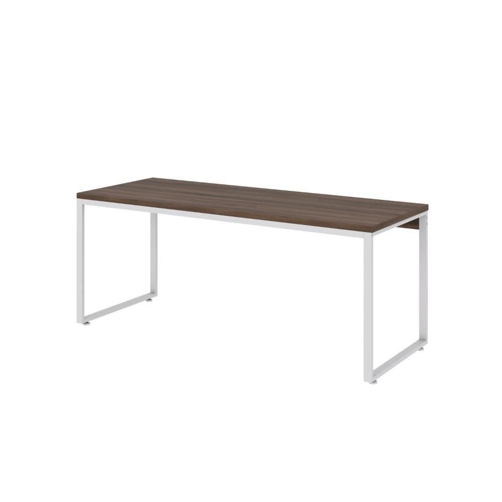 Mesa Kuadra Diretor 180x70x75cm Nogal - Est. Branca