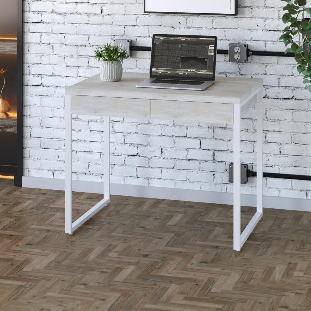 Mesa Office 90x60x75cm C/02 Gavetas Kuadra Snow -