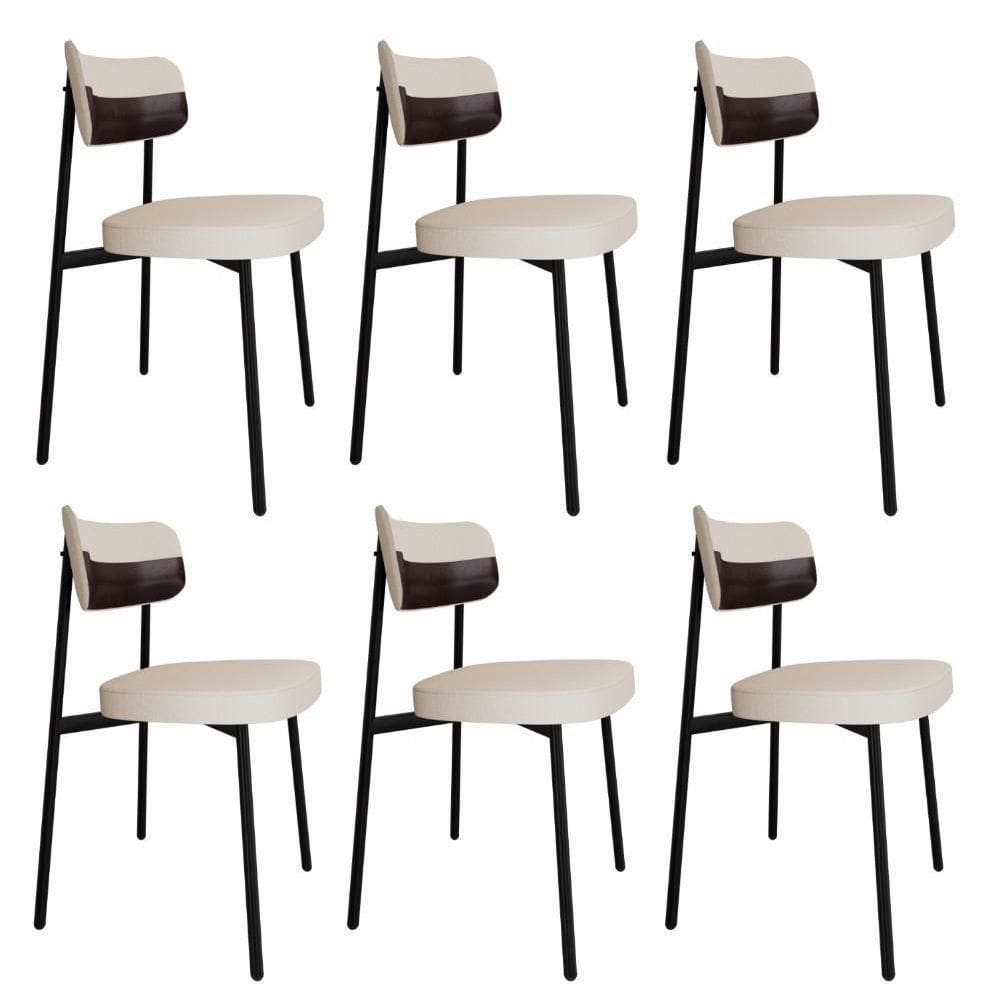 Cadeira Alloa Fixa Com 4 Pés 50 X 44,7 X 83,8 Cm Com 6 Un. Corriente Palha- Courino Café