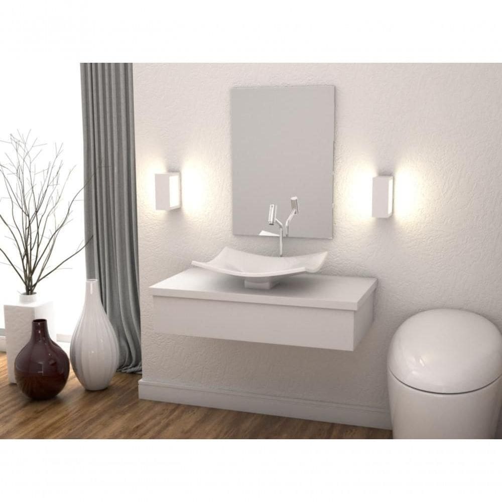 Conjunto Bancada Com Cuba F44 E Espelheira Metrópole 801 Perffect Acetinado Branco Chess