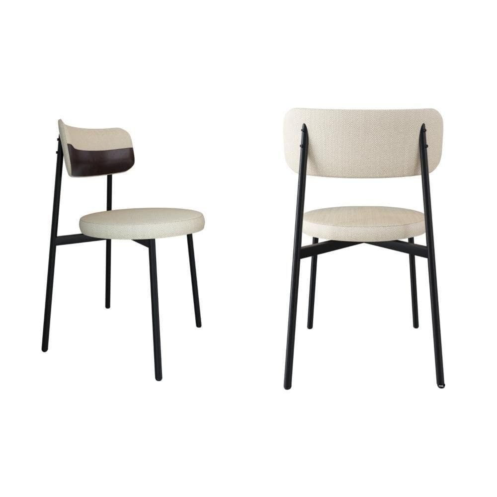 Conjunto 2 Cadeiras De Jantar Kyta Corriente Cinza Claro/courino Preto