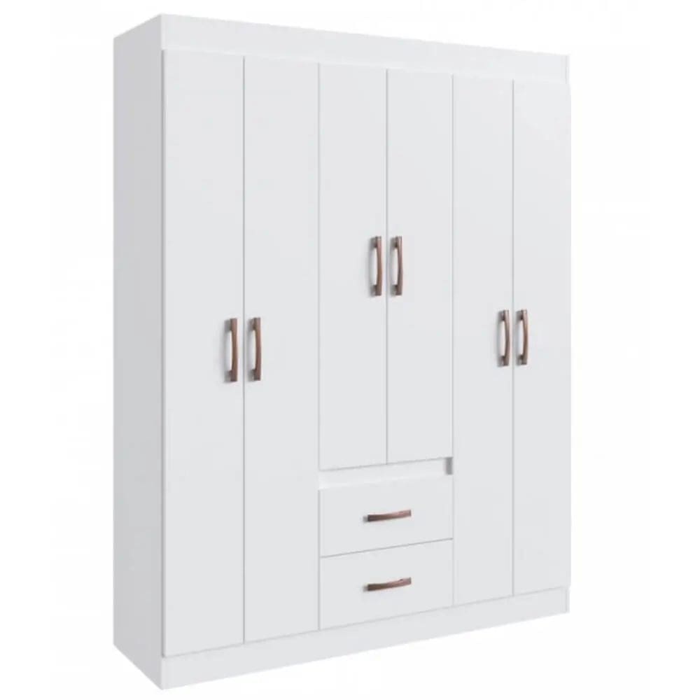 Guarda Roupa Montevideu Casal 6 Portas 2 Gavetas Doripel Cor Branco