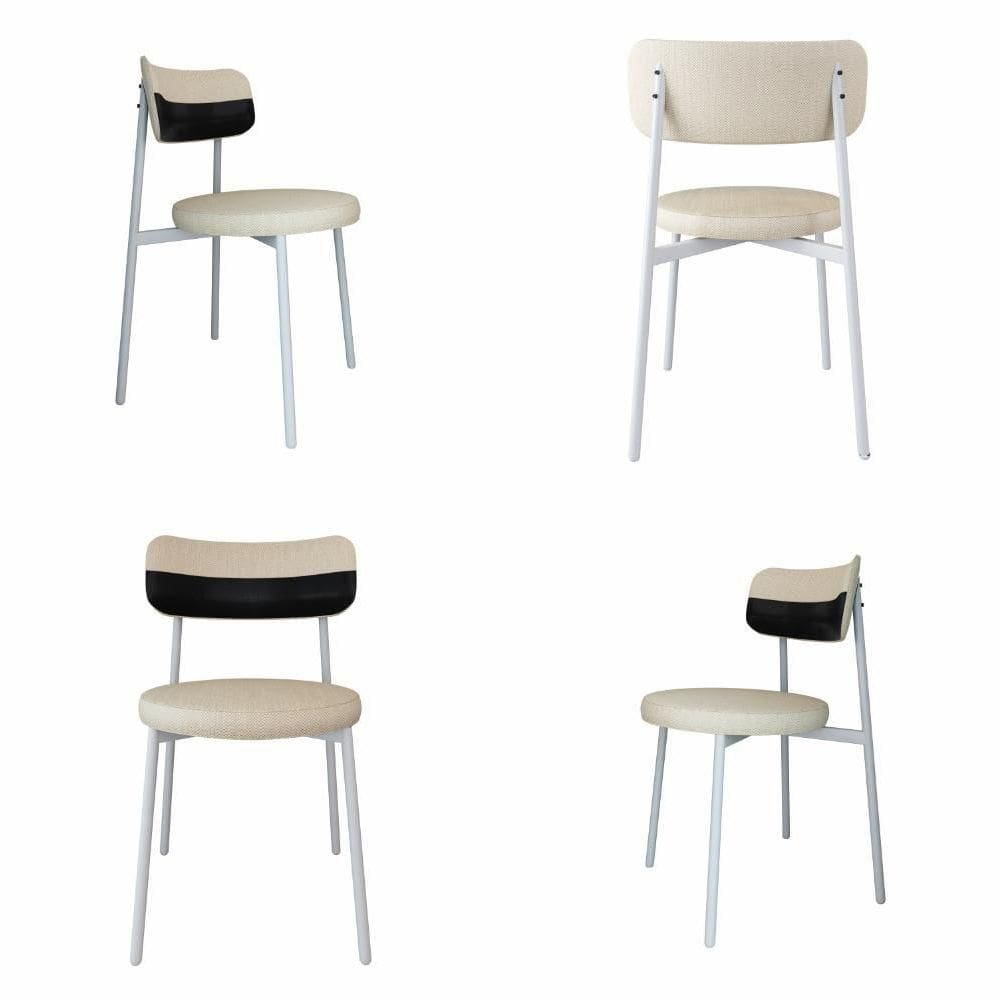 Conjunto 4 Cadeiras De Jantar Kyta Corriente Areia/courino Preto