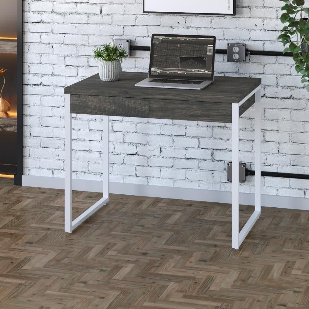 Mesa Office 90x60x75cm C/02 Gavetas Kuadra Carvalho Dark -