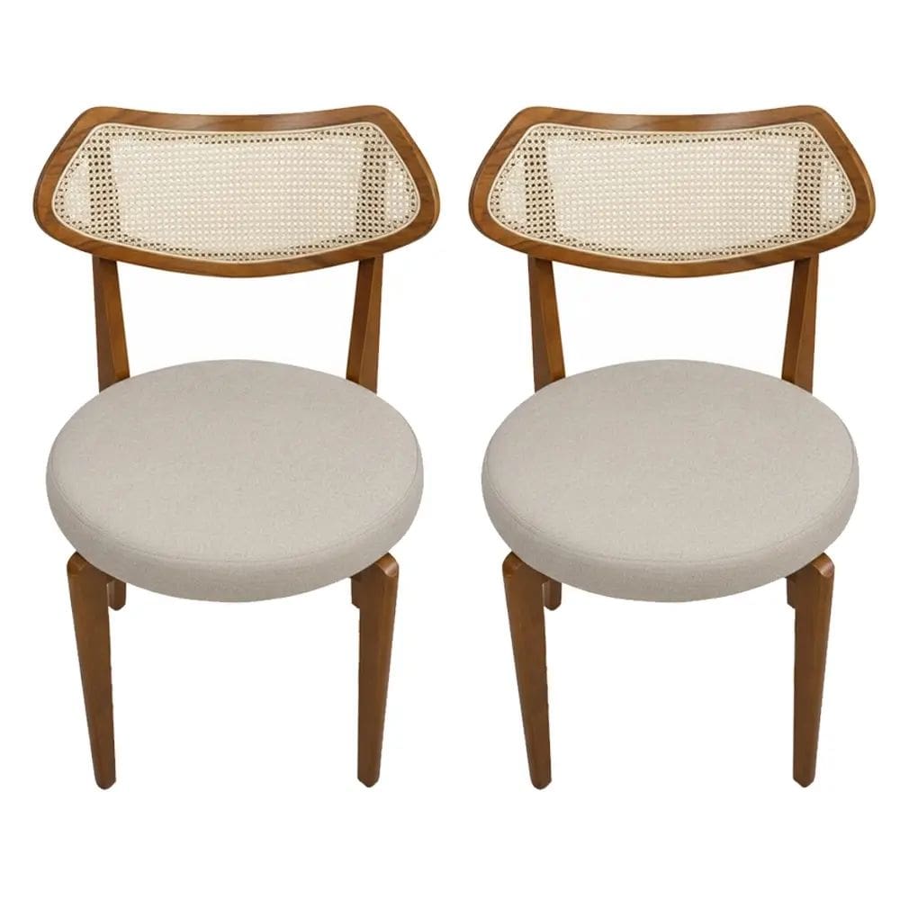 Kit 2 Cadeiras Athenas em Linho Madeira HR Cor Bege